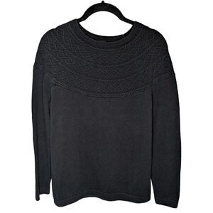 Talbots Black Fair Isle Sweater Knit Long Sleeve LP Womens Petite Large